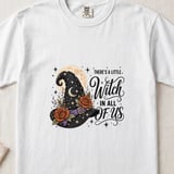 There's A Little Witch In All of Us Shirt, Celestial Witch Hat Floral Graphic Tee, Moon & Stars Halloween Sweatshirt Gift thumbnail 11