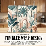 Tropical Palm Tree Digital Pattern, Digital Bundle, Boho Leaves Seamless, Vintage Wall Art Printable, Exotic Jungle Plant Clipart, Digital thumbnail 2
