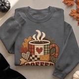 Coffee Weather Tee or Sweatshirt, Faux Patchwork Design thumbnail 19