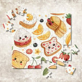 Digital Pattern Bundle, Kawaii Food Pattern, Cute Breakfast Digital, Egg, Pancake, Toast, Strawberry, Banana, Seamless Design, Digital thumbnail 7