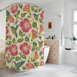 Artisanal Hummingbird Bloom Shower Curtain thumbnail 2