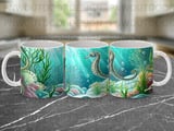 Seahorse Ocean Scene Sublimation Wrap Digital Design for 11oz and 15oz Mugs | Whimsical Marine Life Underwater Art Coastal Mug Design Gift thumbnail 11