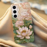 Lotus Flower Tough Phone Case, Pearlescent Floral Aesthetic Cover, Zen Art Nouveau Chinoiserie Gift for Her, Cute Botanical Phone Case thumbnail 6