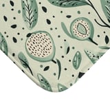 Sage Green Botanical Shower Curtain, Boho Folk Art Leaves Bath Mat, Earthy Cottagecore Bathroom Decor, Modern Nature Floral Bath Set thumbnail 12