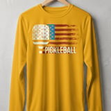 Pickleball Sport-Tek Long Sleeve Tee, PICKLEBALL Patriotic American Flag, UV Protection Sun Shield Shirt thumbnail 3