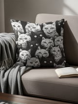Black and White Cats Blanket,  Cat Lover Gift, Cozy Woven  Blanket, Cat Decor Tapestry Blanket thumbnail 5