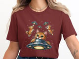 Cats feast on UFO's funny graphic -shirt, UFO Kitten Invasion Tee thumbnail 5