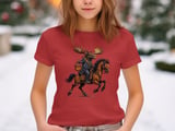 Swedish American Halloween Sweatshirt and T-shirts, Moose Riding Horse, Halloween Costume, Autumn Fall, Spooky Season, Graphic Tee, Gift thumbnail 2