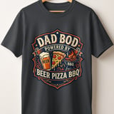 Dad Bod Powered By Beer Pizza BBQ T-Shirt | Funny Father's Day Gift for Him | Grill Master Vintage Graphic Tee | Husband Birthday Shirt thumbnail 1