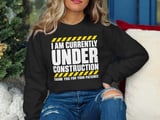 Under Construction Post Surgery Recovery Graphic Standard T-Shirts With Yellow Caution Stripes Print thumbnail 8
