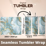 Blue Gold Marble Tumbler Digital, Watercolor Backgrounds, Floral Papers, Junk Journal Pages, Printable PNG, Scrapbooking Paper thumbnail 7