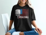 Pickleball Comfort Colors Shirt, PICKLEBALL Distressed USA Flag, Vintage Patriotic Court Graphic Tee thumbnail 1