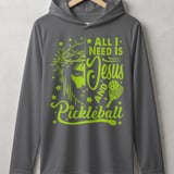 Pickleball Sport-Tek Performance Hood, All I Need Is Jesus And Pickleball, Lightweight Hoodie thumbnail 5