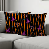 Witch Hat Velveteen Blanket - Spooky Cute Halloween Throw Pillow, Whimsical Orange & Black Stripe Witchy Home Decor Gift thumbnail 17