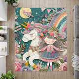 Unicorn Blanket, Pillow and Pillowcase: Floral Rainbow Girl Fantasy Decor thumbnail 5