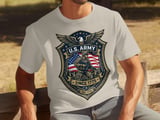 US Army Veteran T-Shirt, Patriotic Military Shield Eagle American Flag Since 1775 Tee, Army Family Gift for Him Her, Honor Our Troops Shirt thumbnail 6