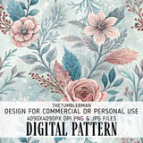 Pink Flower Tumbler Design, Floral Digital Paper, Watercolor Tumbler PNG, Scrapbooking Paper, Junk Journal, Floral Backgrounds, for thumbnail 13
