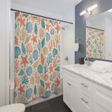 Vintage Coastal Shells & Starfish Shower Curtain thumbnail 3