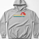 Pickleball Gildan Fleece Hoodie, Retro Vintage 70s Sunset Stripes Player Silhouette, Court Pullover thumbnail 2