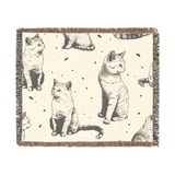 Vintage Cat Sketch Blanket, Woven Blanket  Cat Lover Gift, Cat Decor,  thumbnail 4