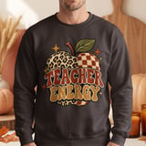 Teacher Energy Sweatshirt Retro Apple Hoodie Vintage Boho Teacher Gift Cozy Fall Back To School Crewneck Leopard Checkered Teacher Tote Bag thumbnail 7