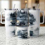 40oz Tumbler Wrap GMC Truck Vintage Sublimation Design, Classic Pickup Forest PNG Digital Download for Men, Misty Mountain Auto Lover Gift thumbnail 11