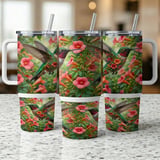Hummingbird & Trumpet Flower 40oz Tumbler Wrap Design | Floral Bird Sublimation Digital File | Nature Lover Gift thumbnail 9