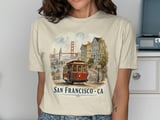 San Francisco Cable Car T-Shirt, Vintage SF Travel Tee, Golden Gate Bridge Watercolor Cityscape Souvenir California Gift thumbnail 3