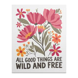 Floral Wall Art,Wild and Free Poster,Flower Power Print,Boho Home Decor,Inspirational Quote,Botanical Print,Housewarming Gift,Wall Decor thumbnail 1