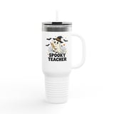 Spooky Teacher Tumbler, Cute Halloween Ghost with Hat, Teacher Appreciation Tumbler, Back to School Tumbler, Fall Tumbler, Teacher Gift thumbnail 1
