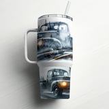 40oz Tumbler Wrap Vintage Truck Driving Through Forest Digital Design, Classic Car Sublimation Wrap PNG for Dad, Husband thumbnail 6