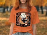 Ghost on Scooter T-Shirt, Halloween Tee, Funny Ghost Shirt, Spooky Season, Cute Halloween Gift, Racoon Halloween, Pumpkin Halloween thumbnail 4