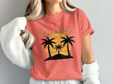 Comfort Colors Beach Vibes T-Shirt, Tropical Vacation Palm Tree Sunset Tee with Faux Gold Print Text, Coastal Summer Beach Lover Gift Shirt thumbnail 2