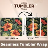 Hibiscus Tumbler Design, Tropical Flower Digital Paper, Colorful Floral Backgrounds, Printable Tumbler Png, Junk Journal Pages, Digital thumbnail 7