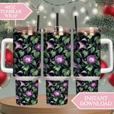 Morning Glory Tumbler Design, Digital Papers, Watercolor Flower, Floral Junk Journal, Printable Tumbler Png, Scrapbooking Paper thumbnail 8