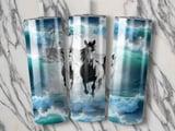 Horses and Waves 20oz Tumbler Wrap, Beach Tumbler Design, Ocean Horse Wrap, Coastal Tumbler, Horse Lover Gift, Tropical Tumbler thumbnail 2