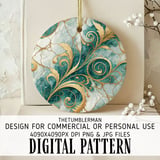 Teal Gold Floral Tumbler Design, Digital Paper Pack, Watercolor Flowers Backgrounds, Junk Journal Pages, Printable Tumbler PNG, Scrapbooking thumbnail 3