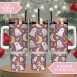 Whimsical Ghost & Moon Digital Pattern Size Bundle Png thumbnail 8