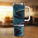 Monster Fish 40oz Tumbler Sublimation Wrap, Deep Sea Angler PNG Digital Download, Scary Ocean Creature Tapered Design, Unique Fisherman Gift thumbnail 8