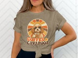 Retro Cavapoo Dog T-Shirt, Coffee & Cavapoos Tee, Vintage Sunshine Groovy Dog Mom Shirt, Iced Coffee Puppy Lover Gift, Boho Pet Owner Top thumbnail 4