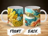 Vibrant Pufferfish Coral Reef Mug Wrap, Tropical Underwater Ocean Scene Gift, 11oz 15oz Sublimation Digital Download thumbnail 4