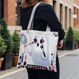 Halloween Tote Bag, Ghost Tote Bag, Cute Spooky Season, Makeup Ghost Design, Halloween Party Favor, Trick or Treat Bag, Gift for Halloween thumbnail 5