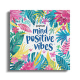 Positive Vibes Canvas Wrap, Motivational Wall Decor, Floral Art, Tropical Leaves, Home Decor, Inspiring Gift, Positive Mind Wall Art thumbnail 3