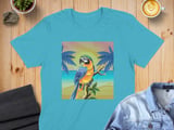 Tropical Parrot Sunset Beach T-Shirt, Vibrant Macaw Bird Tee, Island Life Vacation Shirt, Nature Lover Gift for Her, Beach Summer Apparel thumbnail 6