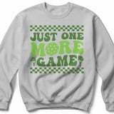 Pickleball Gildan Crewneck Sweatshirt, Just One More Game, Court Warm Up Retro Graphic Fleece Pullover thumbnail 7