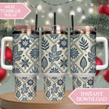 Vintage Indigo Tile Digital Design Size Bundle Png thumbnail 8