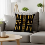 Gold Black Mud Cloth Velveteen Blanket, African Tribal Woven Blanket, Boho Abstract Art Throw Pillows, Ethnic Home Decor Gift thumbnail 19