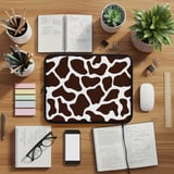 Cute Cow Print Laptop Sleeve, Brown White Spotted Bovine Aesthetic Accessory Pouch, Farm Animal Tech Case, Unique Gift thumbnail 8