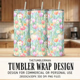 Digital Pattern Bundle, Tulip Flowers, Daisy Flowers, Floral Digital Paper, Watercolor Digital, Seamless Pattern for Commercial Use thumbnail 2