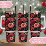 Zinnia Tumbler Design, Floral Digital Paper, Colorful Flower Background, Watercolor Flowers, Junk Journal Printable, Scrapbooking Paper thumbnail 8
